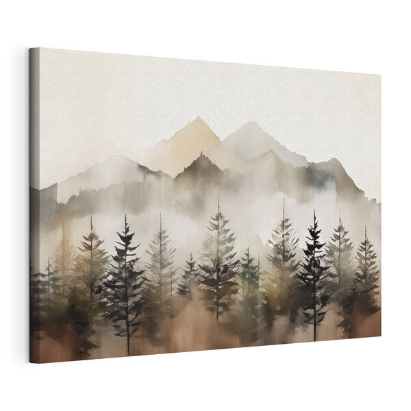 Una cordillera cubierta de niebla con árboles Cuadros Una cordillera cubierta de niebla con árboles