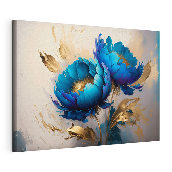 Cuadros Cuadros Flores de un azul intenso entre salpicaduras (SKU: s37843)