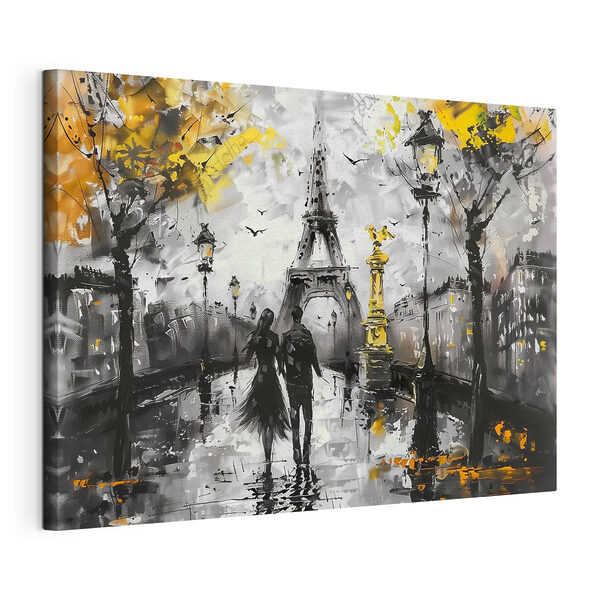 Una pareja paseando entre las obras de arte de París Cuadros Una pareja paseando entre las obras de arte de París