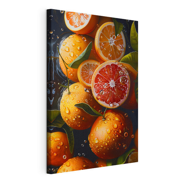 Cuadros Un grupo de naranjas con gotas de agua