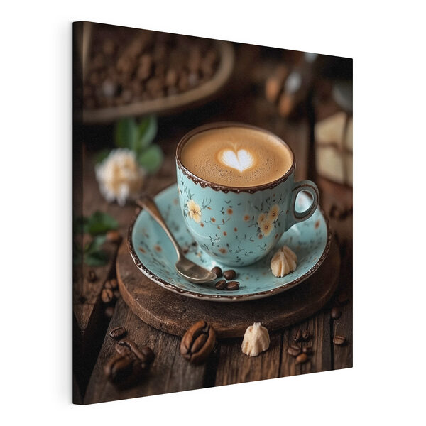 Taza de café con una espuma en forma de corazón Cuadros Taza de café con una espuma en forma de corazón