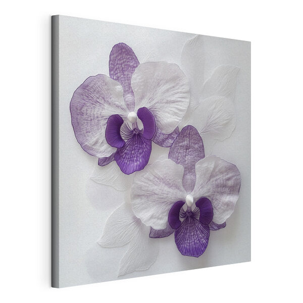 Flores moradas y blancas sobre un fondo blanco Cuadros Flores moradas y blancas sobre un fondo blanco