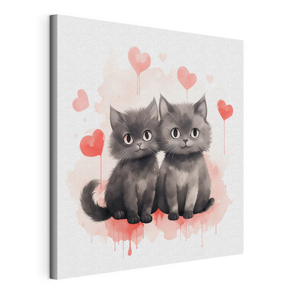 Dos gatos sentados uno al lado del otro Cuadros Dos gatos sentados uno al lado del otro