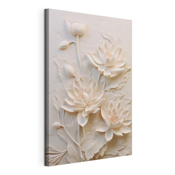 Relieve de una flor blanca en una pared Cuadros Relieve de una flor blanca en una pared