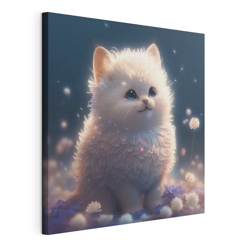 A white fluffy cat with blue eyes A white fluffy cat with blue eyes