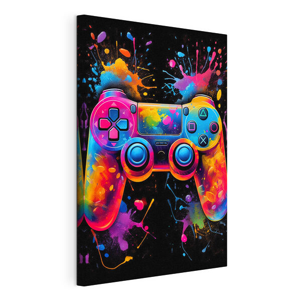 Cuadros Un mando de videojuegos con salpicaduras de pintura de colores (SKU: s34260) Cuadros Cuadros Un mando de videojuegos con salpicaduras de pintura de colores (SKU: s34260)