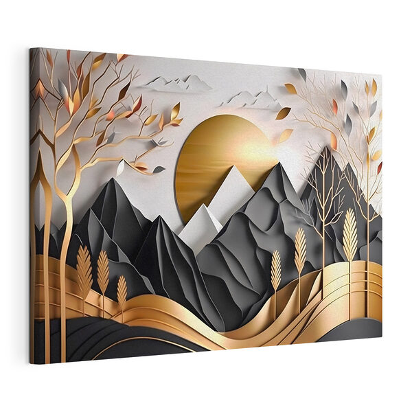 Un recorte de papel que representa un paisaje montañoso Cuadros Un recorte de papel que representa un paisaje montañoso