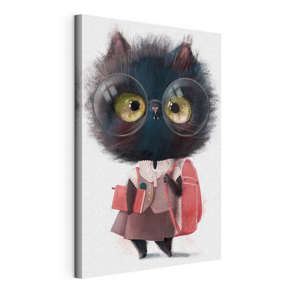 Cuadros Un gato con gafas y uniforme escolar