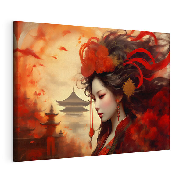 Cuadros Una mujer con el pelo largo y flores rojas en el pelo (SKU: s36808) Cuadros Cuadros Una mujer con el pelo largo y flores rojas en el pelo (SKU: s36808)