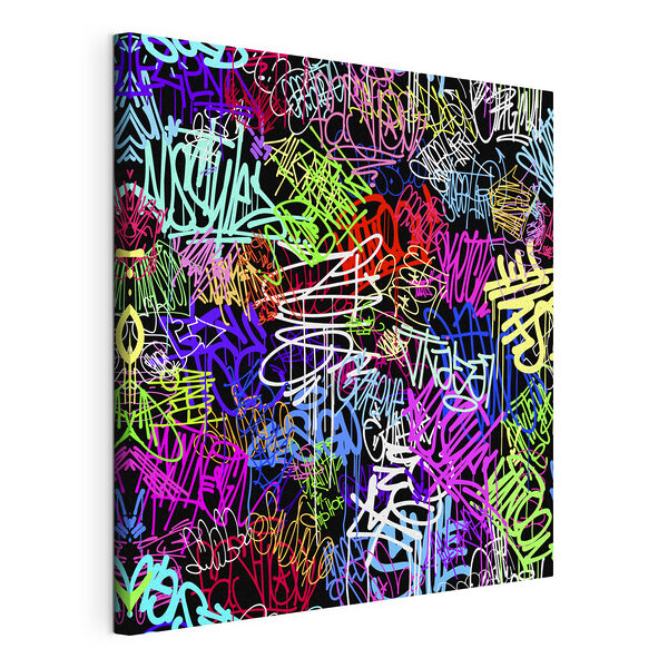 Un grafiti de colores sobre fondo negro Cuadros Un grafiti de colores sobre fondo negro