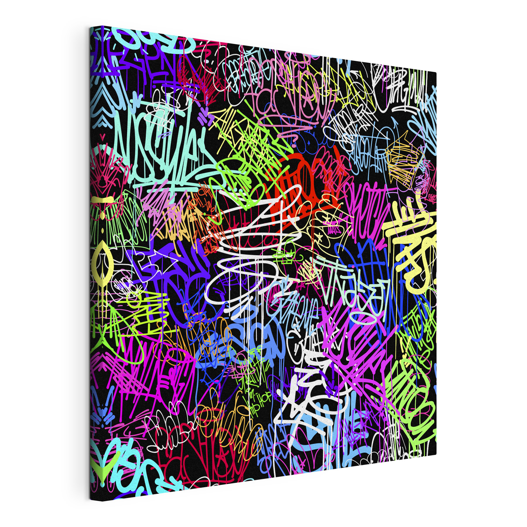 A colorful graffiti on a black background
