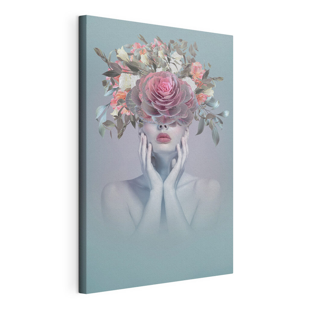 A woman with flowers on her head A woman with flowers on her head
