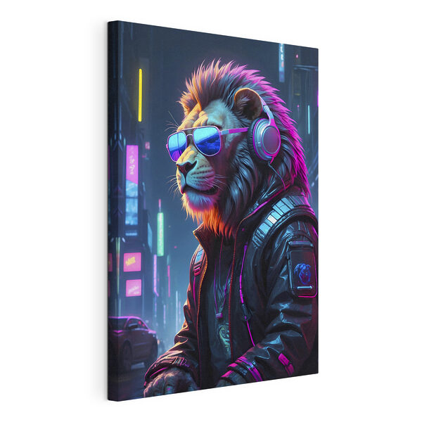Cuadros Un león con gafas de sol y auriculares