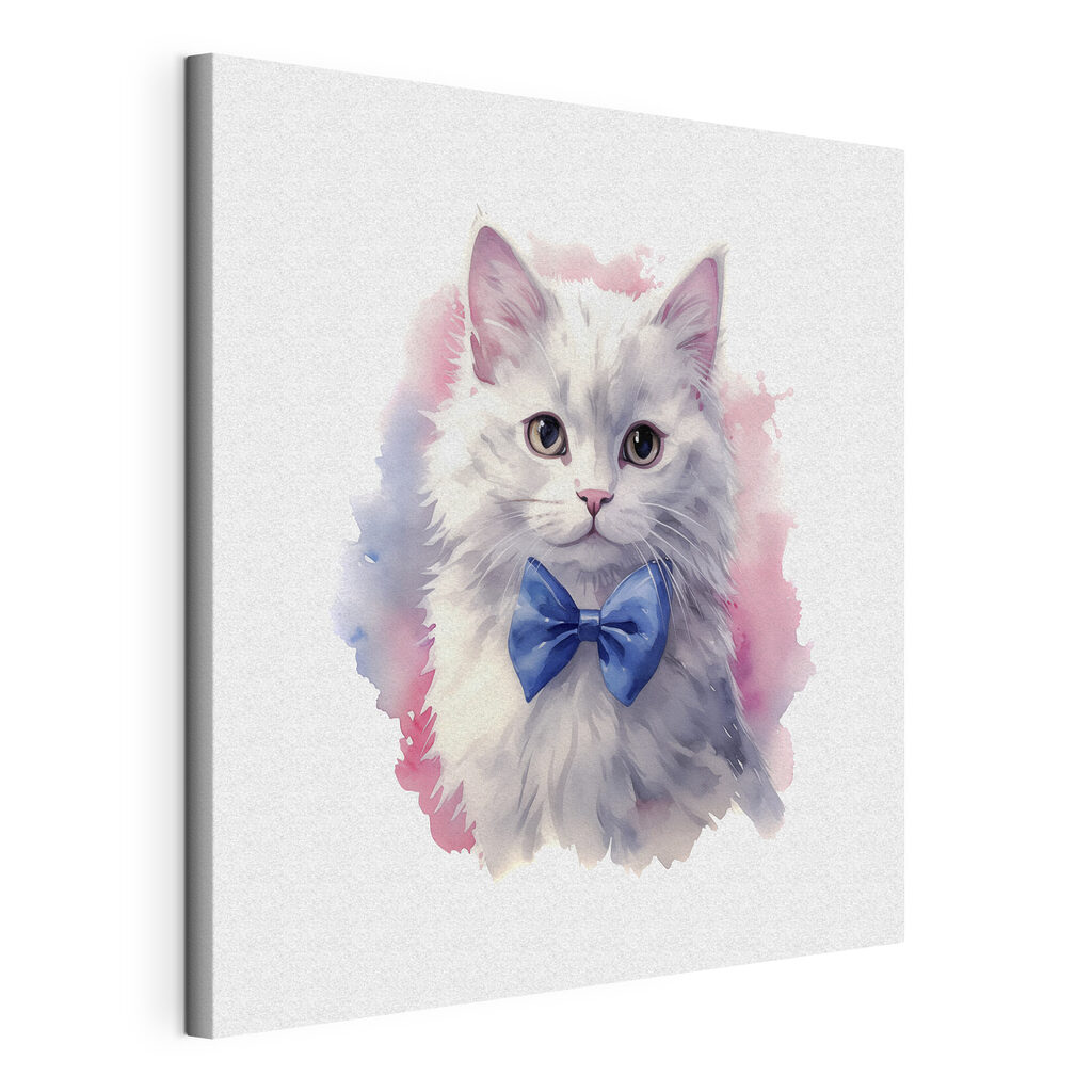 A watercolor of a cat wearing a bow tie A watercolor of a cat wearing a bow tie