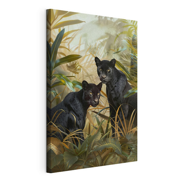 Cuadros Dos tigres negros en la selva