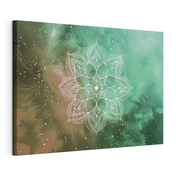 Cuadros Un mandala blanco sobre un fondo verde y azul (SKU: s38530) Cuadros Cuadros Un mandala blanco sobre un fondo verde y azul (SKU: s38530)