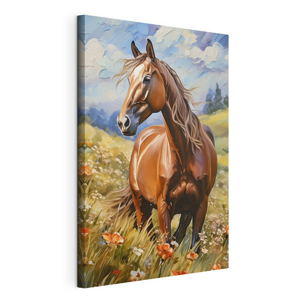 Cuadros Un caballo en un campo de flores (SKU: s38728) Cuadros Cuadros Un caballo en un campo de flores (SKU: s38728)
