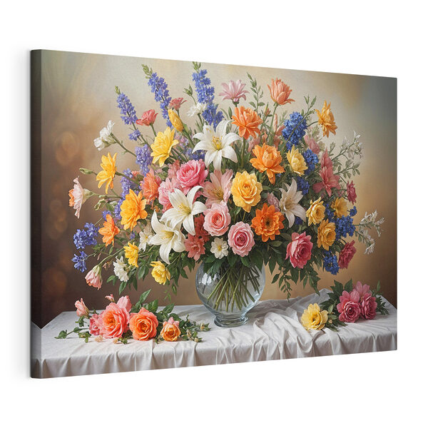 Un jarrón con flores sobre una mesa Cuadros Un jarrón con flores sobre una mesa