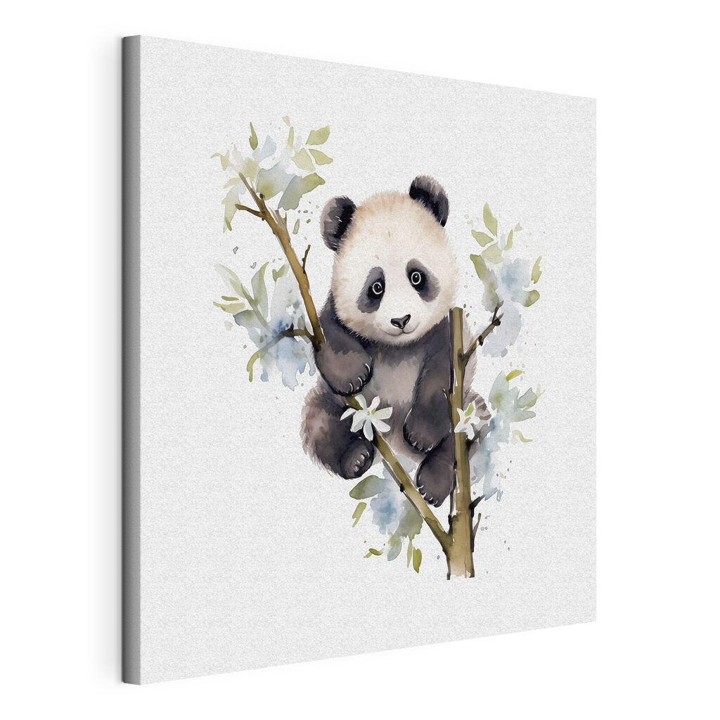 A panda bear on a tree branch A panda bear on a tree branch