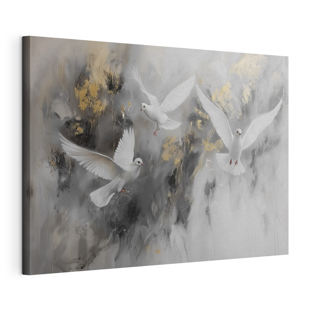 A group of white birds flying