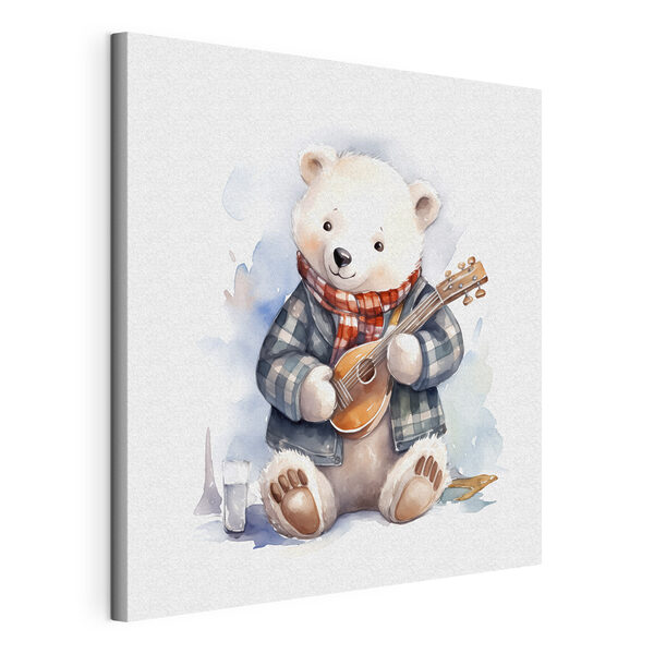 Una acuarela de un osito de peluche tocando la guitarra Cuadros Una acuarela de un osito de peluche tocando la guitarra