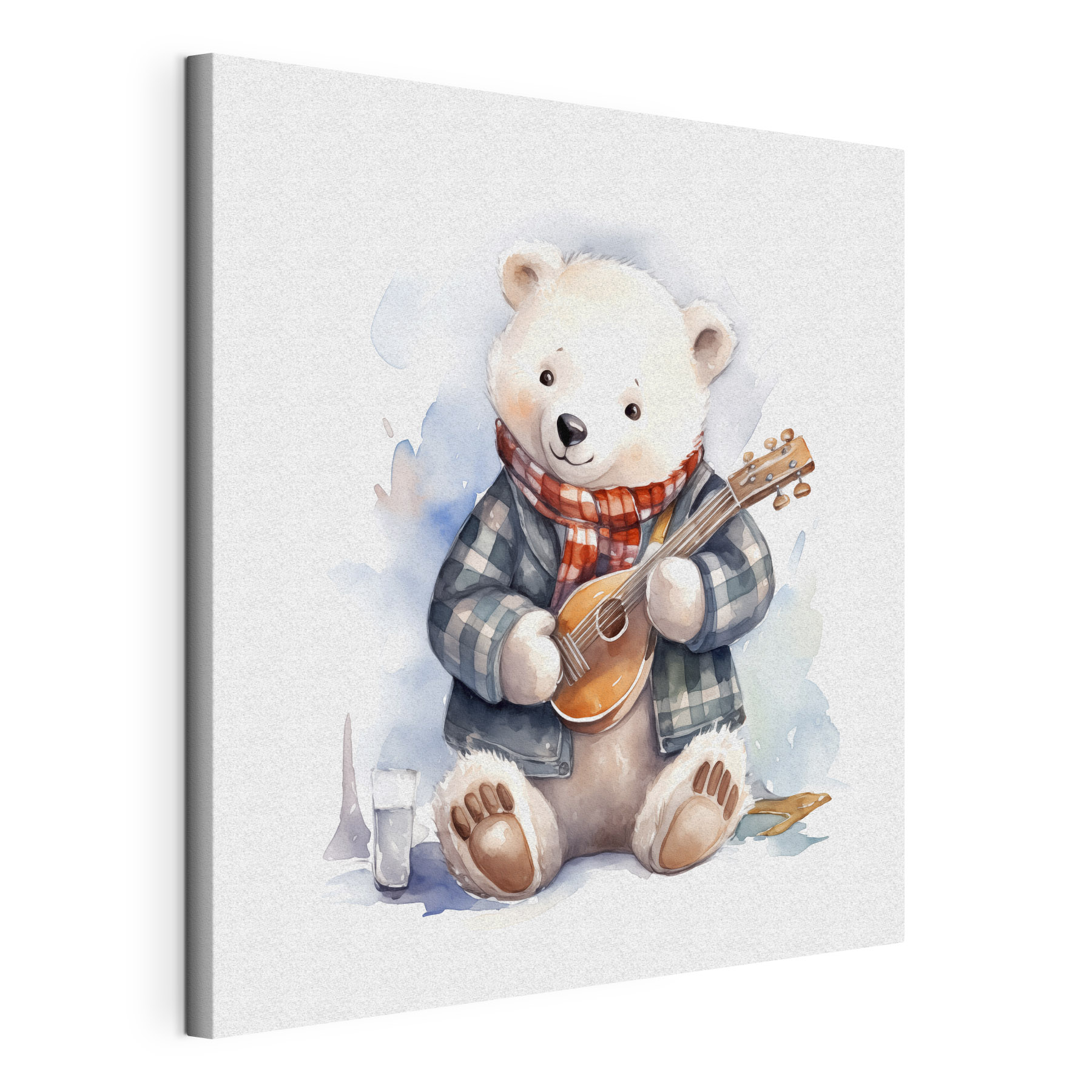 A watercolor of a teddy bear playing a guitar A watercolor of a teddy bear playing a guitar