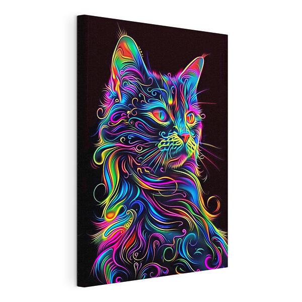 Cuadros Un gato de colores sobre un fondo negro (SKU: s39311) Cuadros Cuadros Un gato de colores sobre un fondo negro (SKU: s39311)
