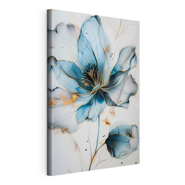 Cuadros Flor azul abstracta con líneas elegantes