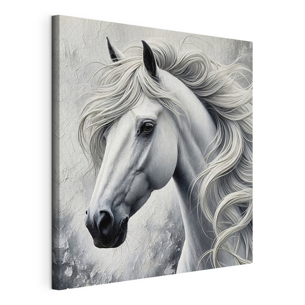 White horse with long hair