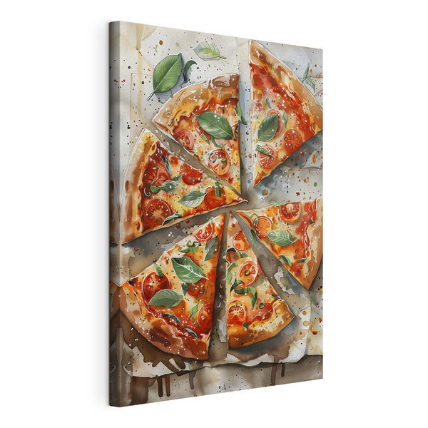 Cuadros Pizza con tomate y albahaca