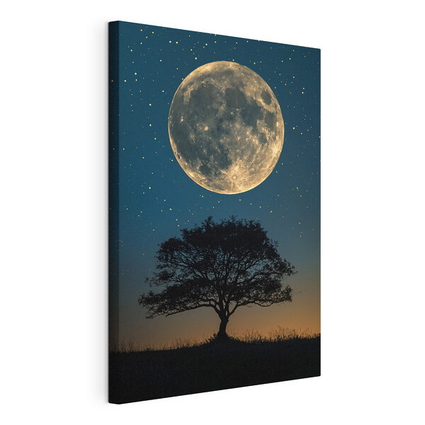 Cuadros El árbol y la luna en el cielo
