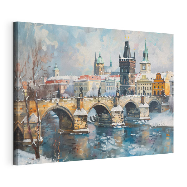 Cuadros Puente sobre el agua con edificios y nieve (SKU: s40378) Cuadros Cuadros Puente sobre el agua con edificios y nieve (SKU: s40378)