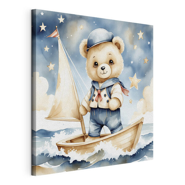 Cuadros Cuadros Osito de peluche con traje de marinero en un barco (SKU: s40429)