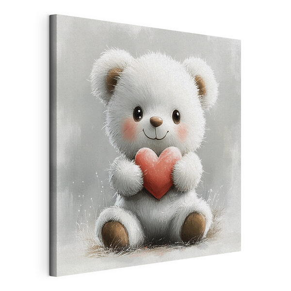 Osito de peluche blanco que sostiene un corazón Cuadros Osito de peluche blanco que sostiene un corazón