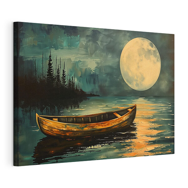 Cuadros Un barco en el agua con la luna llena al fondo (SKU: s40442) Cuadros Cuadros Un barco en el agua con la luna llena al fondo (SKU: s40442)