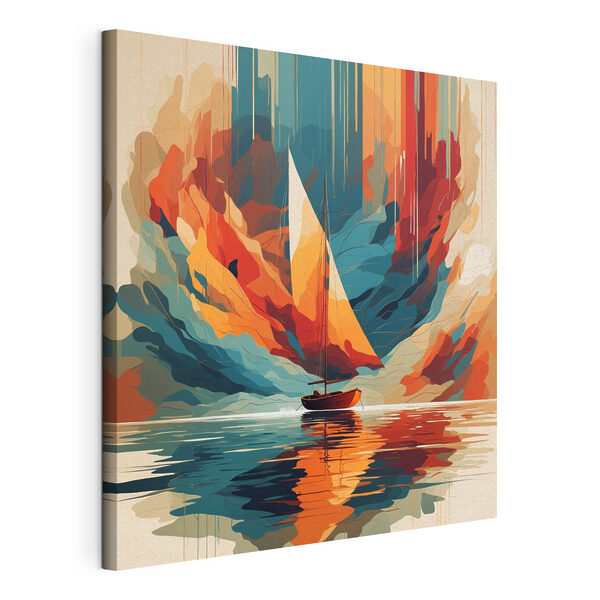 Un velero en el agua con nubes de colores Cuadros Un velero en el agua con nubes de colores