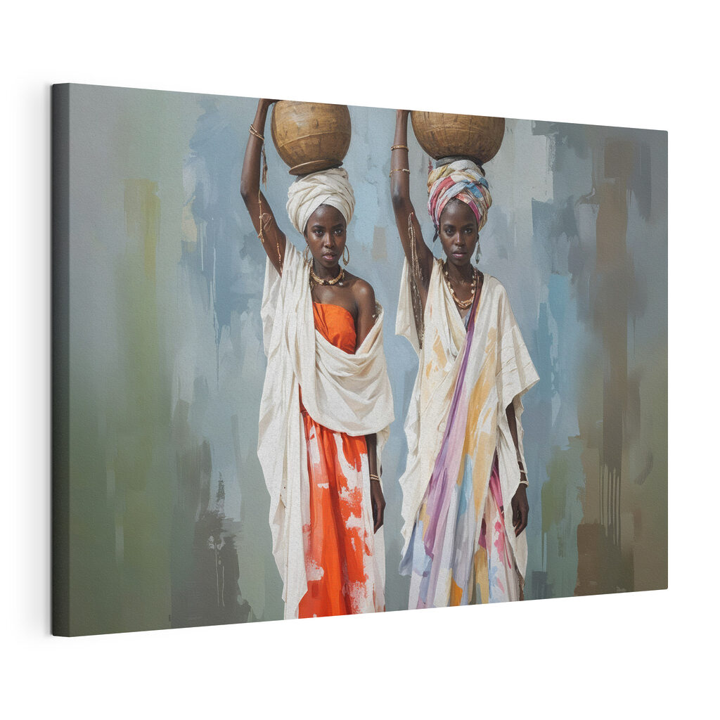Group of women in traditional dresses holding baskets on their heads Group of women in traditional dresses holding baskets on their heads