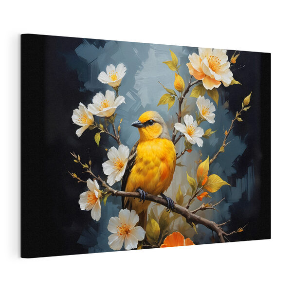 Pájaro en una rama con flores Cuadros Pájaro en una rama con flores