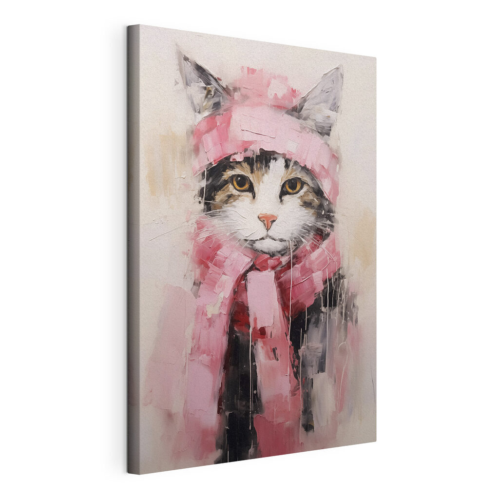 Painting of a cat wearing a scarf