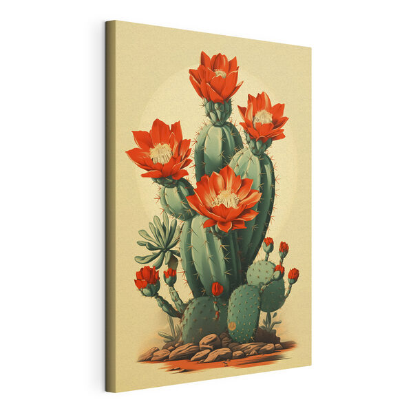 Cactus con flores rojas Cuadros Cactus con flores rojas