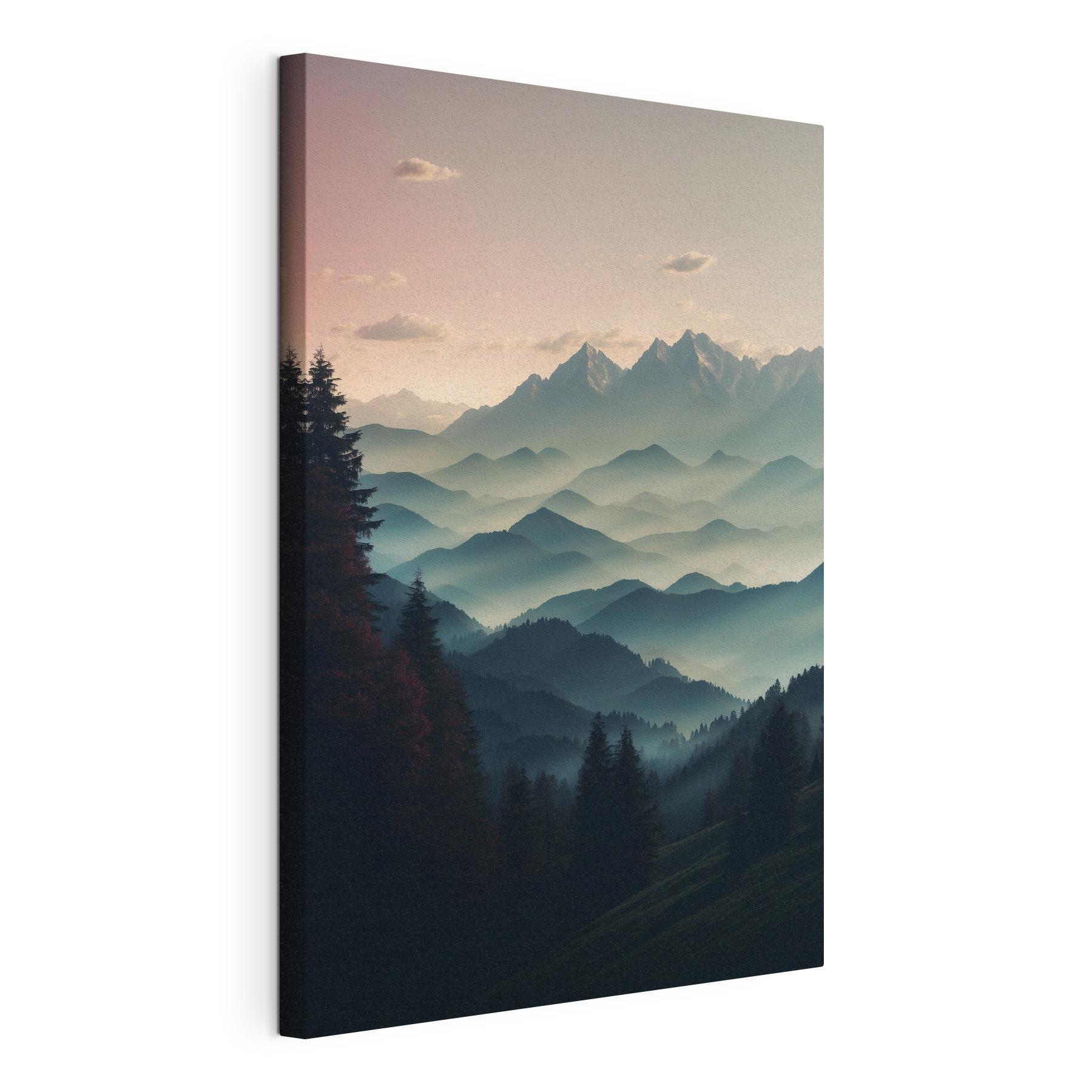 Mountain range with trees and clouds Mountain range with trees and clouds