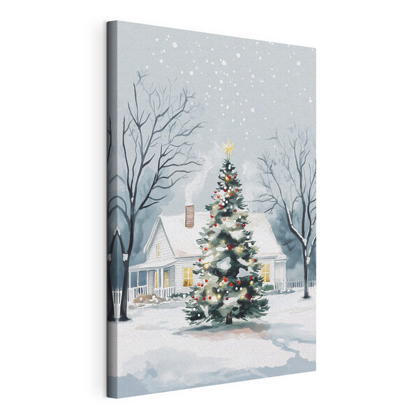Cuadros Cuadros Árbol de Navidad delante de una casa (SKU: s41364)