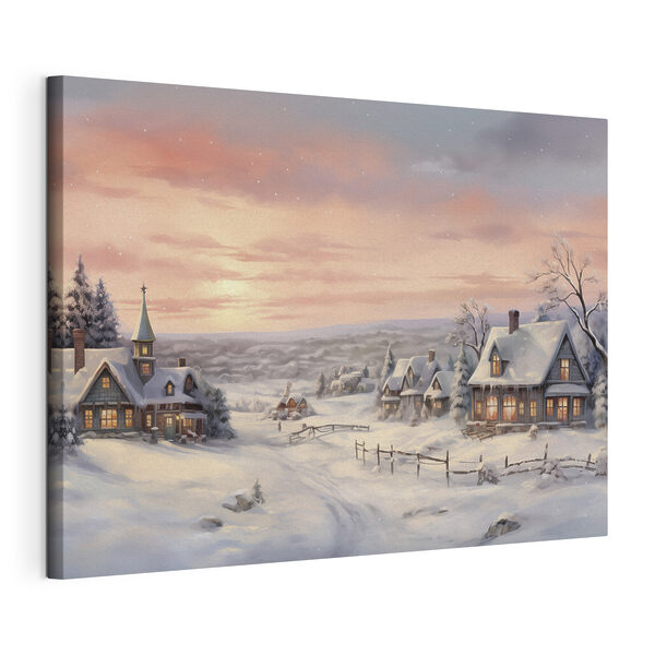 Cuadros Pueblo cubierto de nieve con casas y una valla (SKU: s41386) Cuadros Cuadros Pueblo cubierto de nieve con casas y una valla (SKU: s41386)