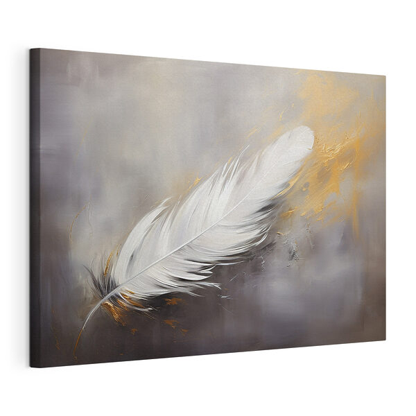 Cuadros Una pluma blanca sobre un fondo gris (SKU: s41557) Cuadros Cuadros Una pluma blanca sobre un fondo gris (SKU: s41557)