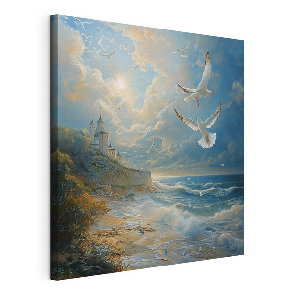 Cuadros Cuadro de aves volando sobre una playa (SKU: s41756) Cuadros Cuadros Cuadro de aves volando sobre una playa (SKU: s41756)