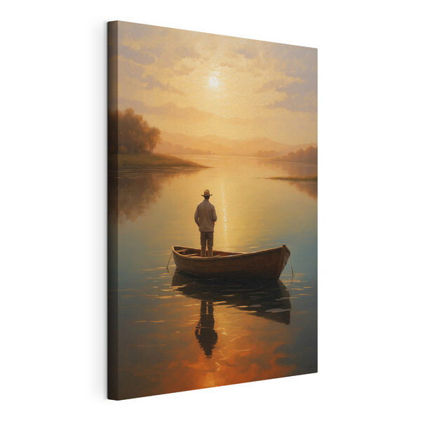 Cuadros Cuadros Un hombre de pie en una barca en un lago (SKU: s41770)