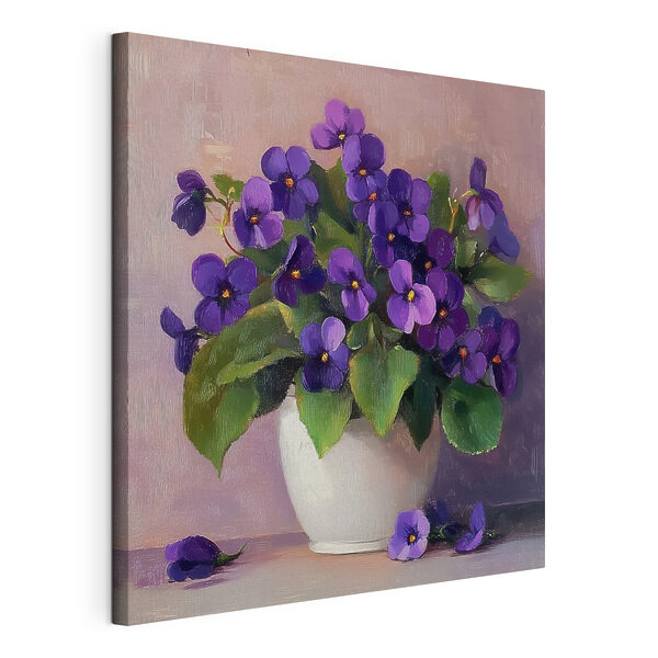 Cuadros Maceta con flores moradas