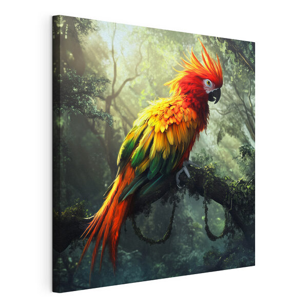 Un pájaro de colores posado en la rama de un árbol Cuadros Un pájaro de colores posado en la rama de un árbol
