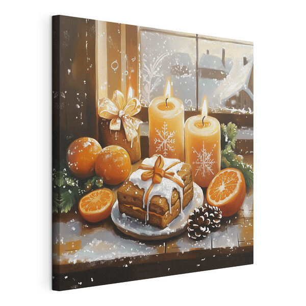 Comida y velas sobre una mesa Cuadros Comida y velas sobre una mesa