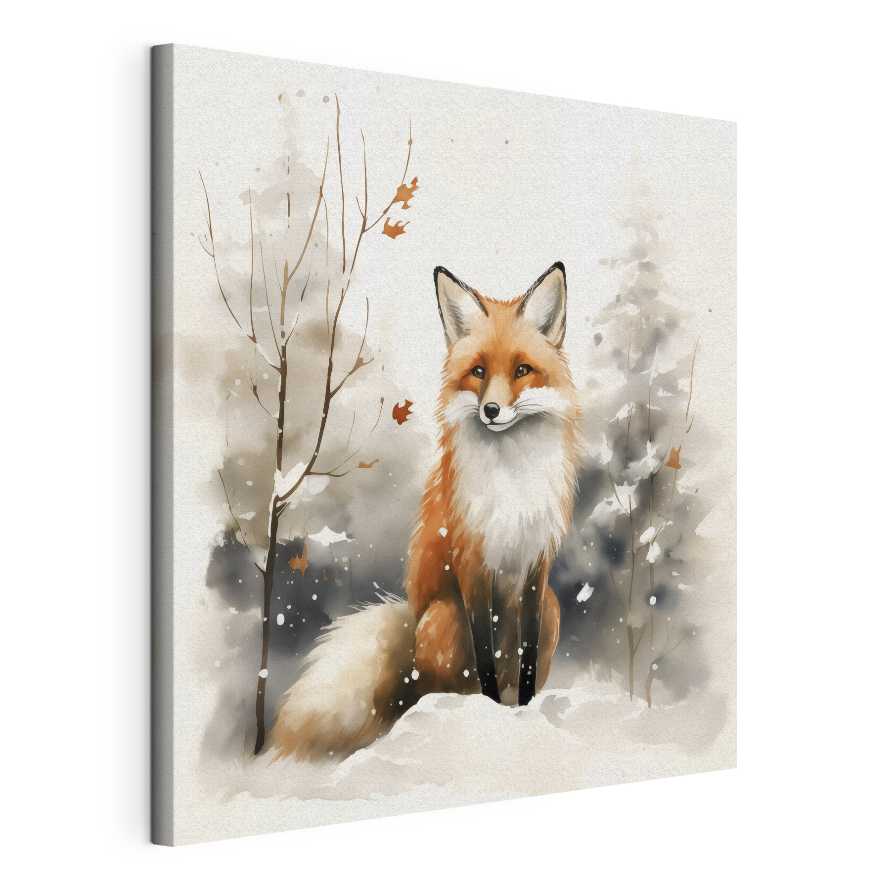 Fox sitting in the snow